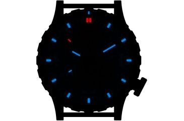 Image of Hazard 4 Heavy Water Diver, 50mm Titanium Watch Bracelet with Tritium, Black Dial, Charcoal Texts, Blue/Red Tritium, HWD-TIPV-B-KC-BBRB