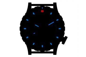 Image of Hazard 4 Heavy Water Diver, 50mm Titanium Watch Bracelet with Tritium, Black Dial, White Texts, Blue/Red Tritium, HWD-TIPV-B-KW-BBRB