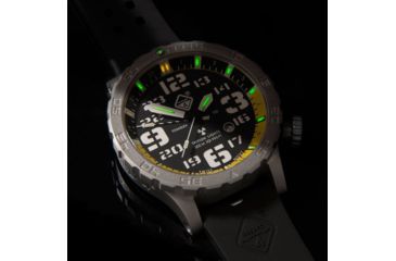 Image of Hazard 4 HeavyWater Diver Titanium Tritium Dive Watch,Black Dial, White Graphics,Green Bezel,Nylon Strap WAT-HWD-TI-KW-GGYG