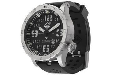 Image of Hazard 4 HeavyWater Diver Titanium Tritium Dive Watch,Black Dial, White Graphics,Green Bezel,Nylon Strap WAT-HWD-TI-KW-GGYG