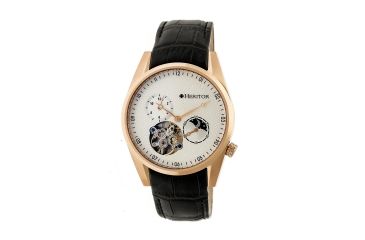 Image of Heritor Alexander Semi-Skeleton Dial Leather-Band Watch, Rose Gold/White, Standard HERHR4905
