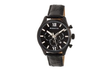 Image of Heritor Automatic Benedict Leather-Band Watch with Day/Date, Black/Black HERHR6805