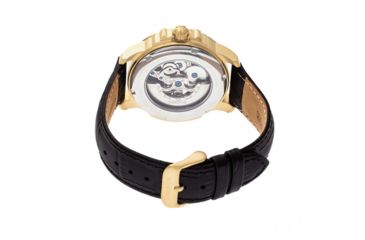 Image of Heritor Automatic Bonavento Semi-Skeleton Leather-Band Watch, Gold/Black, One Size, HERHR5604