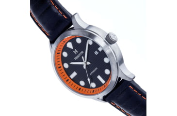 Image of Heritor Automatic Bradford Leather-Band Watch w/Date, Black/Orange, One Size, HERHS1110