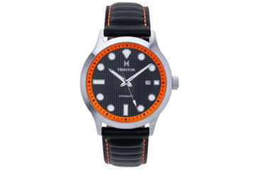 Image of Heritor Automatic Bradford Leather-Band Watch w/Date, Black/Orange, One Size, HERHS1110