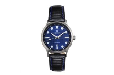 Image of Heritor Automatic Bradford Leather-Band Watch w/Date, Blue/Black - Mens, HERHS1104