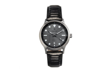 Image of Heritor Automatic Bradford Leather-Band Watch w/Date, Gray/Black - Mens, HERHS1103