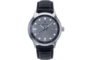Image of Heritor Automatic Bradford Leather-Band Watch w/Date, Gray/Black, One Size, HERHS1108