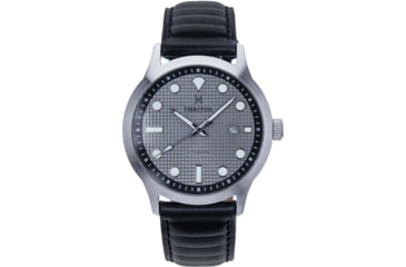 Image of Heritor Automatic Bradford Leather-Band Watch w/Date, Gray/Black, One Size, HERHS1108