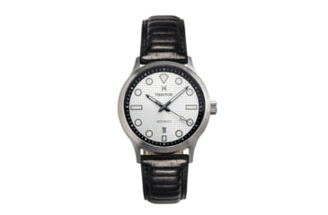 Image of Heritor Automatic Bradford Leather-Band Watch w/Date, Silver/Black - Mens, HERHS1101