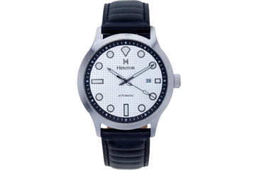 Image of Heritor Automatic Bradford Leather-Band Watch w/Date, Silver/Black, One Size, HERHS1106