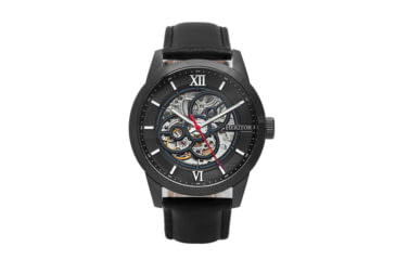 Image of Heritor Automatic Jonas Leather-Band Skeleton Watch, Black - Mens, HERHR9506