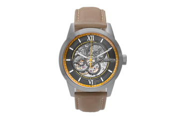Image of Heritor Automatic Jonas Leather-Band Skeleton Watch, Silver/Bronze - Mens, HERHR9505