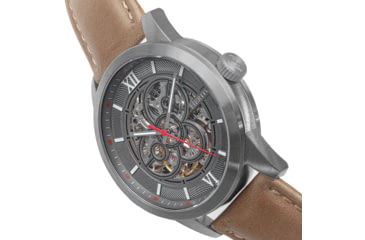 Image of Heritor Automatic Jonas Leather-Band Skeleton Watch, Silver/Grey - Mens, HERHR9504