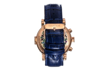 Image of Heritor Automatic Legacy Leather-Band Watch w/Day/Date, Rose Gold/Blue - Mens, HERHR9705