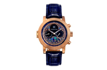 Image of Heritor Automatic Legacy Leather-Band Watch w/Day/Date, Rose Gold/Blue - Mens, HERHR9705