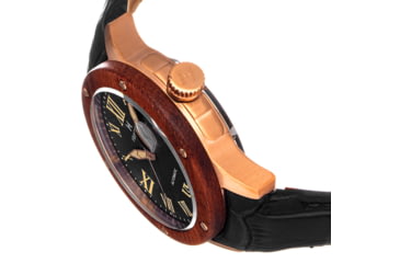 Image of Heritor Automatic Wooden Bezel Leather Band Watch /Date , Rose Gold/Black, HERHS1605, Rose Gold/Black, One Size, HERHS1605