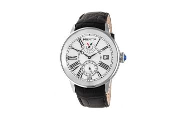 Image of Heritor Automatic Madison Leather Strap Watch, Silver, Standard HERHR4301