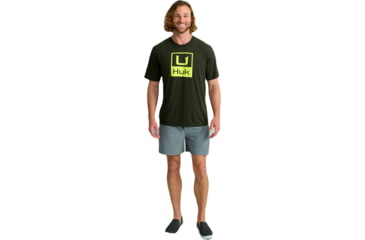Image of HUK Performance Fishing Stacked Logo Tee - Mens, Cypress Landing, Medium, H1000427-377-M