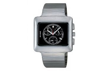 Image of Issey Miyake SILAj019 Vakio Mens Watch - Silver Metal Band, Silver/Black Case