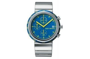 Image of Issey Miyake SILAq002 Trapezoid Mens Watch - Silver Metal Band, Blue Case
