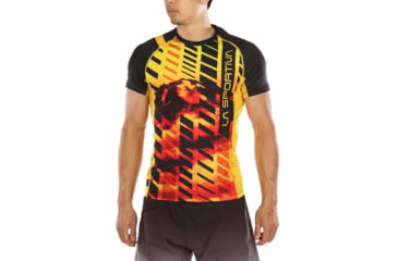 Image of La Sportiva Wave T-Shirt - Mens, Black/Yellow, Medium, P07-999100-M