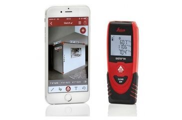 Image of Leica DISTO D1 - Bluetooth 4.0, 130ft Range, 1/16in Accuracy, Works with Free DISTO Sketch App, Red/Black, 4.53in x 1.71in x 0.93in, NSN none, 846805