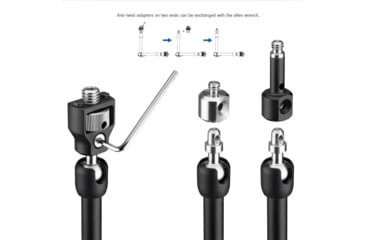 Image of Leofoto AM-3 Kit Versa Magic Arm w/ Anti-Twist Adapter, 3/8th Mounting Screws, Black, AM-3-KIT