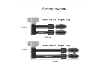 Image of Leofoto AM-3 Kit Versa Magic Arm w/ Anti-Twist Adapter, 3/8th Mounting Screws, Black, AM-3-KIT