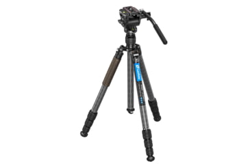 Image of Leofoto LX-254CT/BV-5B Reversible Travel Tripod w/ Bino Fluid Head Kit, Black, LX-254CT+BV-5B
