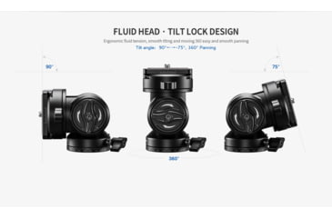 Image of Leofoto LX-255CT/BV-1 Reversible Travel Tripod w/ Bino Fluid Head Kit, Black, LX-225CT+BV-1