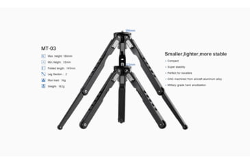 Image of Leofoto MT-03/LH-25 Mini Tripod w/ Mini Ball Head Kit and Bag, Black, MT-03+LH-25