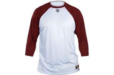 Image of Louisville Slugger Adult Slugger Loose-Fit 3/4 Sleeve Shirt,White/Maroon,XL LS1526-AXL-WH-MR