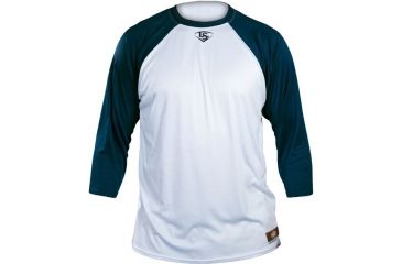 Image of Louisville Slugger Adult Slugger Loose-Fit 3/4 Sleeve Shirt,White/Navy,XL LS1526-AXL-WH-NV