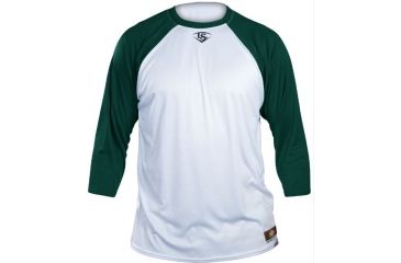 Image of Louisville Slugger Adult Slugger Loose-Fit 3/4 Sleeve Shirt,White/Dark Green,Medium LS1526-AM-WH-DK