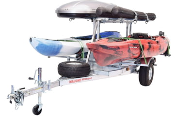 Image of Malone Auto Racks Mega LowBed Trlr w/Tier, Spare, 2 Sets Saddle Up, Cargo Box, 2 Rod Tubes, MPG550-LBS