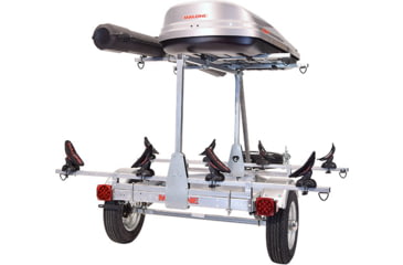 Image of Malone Auto Racks MicroSport LowBed 2 Kayak Trailer Package, 2 Sets Saddle Up, Cargo Box, Rod Tube, Spare Tire, MPG464-LBTS