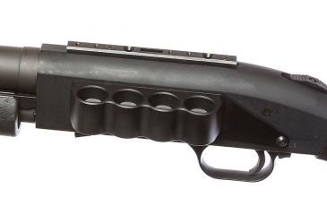 Image of Mesa Tactical SureShell Aluminum Carrier for Moss 500/590 and Mav 88, 12-GA, Black, 4-Shell, 91240