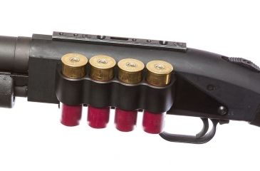 Image of Mesa Tactical SureShell Aluminum Carrier for Moss 500/590 and Mav 88, 12-GA, Black, 4-Shell, 91240