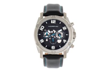 Image of Morphic M73 Series Chronograph Leather-Band Watch, Silver/Black, One Size, MPH7302