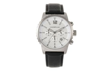 Image of Morphic M67 Series Chronograph Leather-Band Watch w/Date, Silver/Black, MPH6701