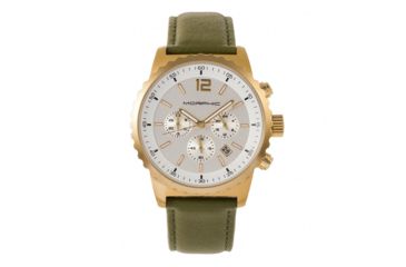 Image of Morphic M67 Series Chronograph Leather-Band Watch w/Date, Gold/Olive, MPH6703