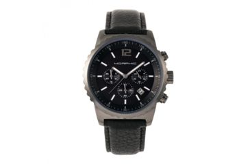 Image of Morphic M67 Series Chronograph Leather-Band Watch w/Date, Gunmetal/Black, MPH6704