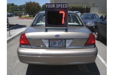 Image of Laser Atlanta Speed Monitor IV, incl. 12 Volt DC power cord, trunk mounting stand, tuning fork, and manual, in metric MPHSM4K