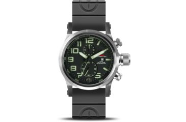 Image of MTM Special Ops Hypertec Chrono 2A Wristwatch Silver Black Lumi Dial &amp; Grey Rubber II Band, Silver, 44mm, HC2ASBKLGYR2MTM