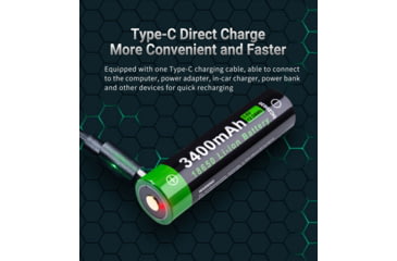 Image of Nextorch 18650 USB-C Direct Recharge Battery, Black, BW20029