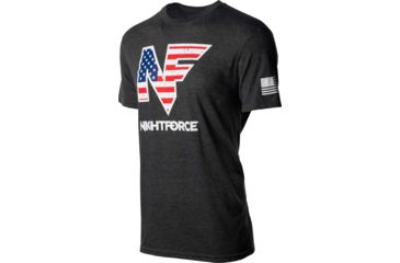 Image of NightForce Mens T-Shirt, NF Flag Logo, Heather Grey, Medium, A535-M