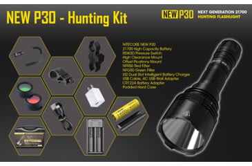 Image of Nitecore NEW P30 Hunting Kit with LumenTac Offset Mount and AC USB Adapter, Black, 6952506405879