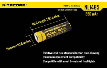 Image of Nitecore NL1485 850mAh 14500 Rechargeable Battery, Yellow, 6952506492398