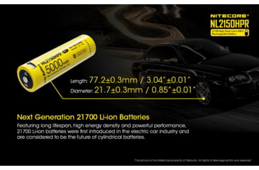 Image of Nitecore NL2150HPR 5000mAh USB-C Rechargeable 15A 21700 Battery, Yellow, 6952506493739